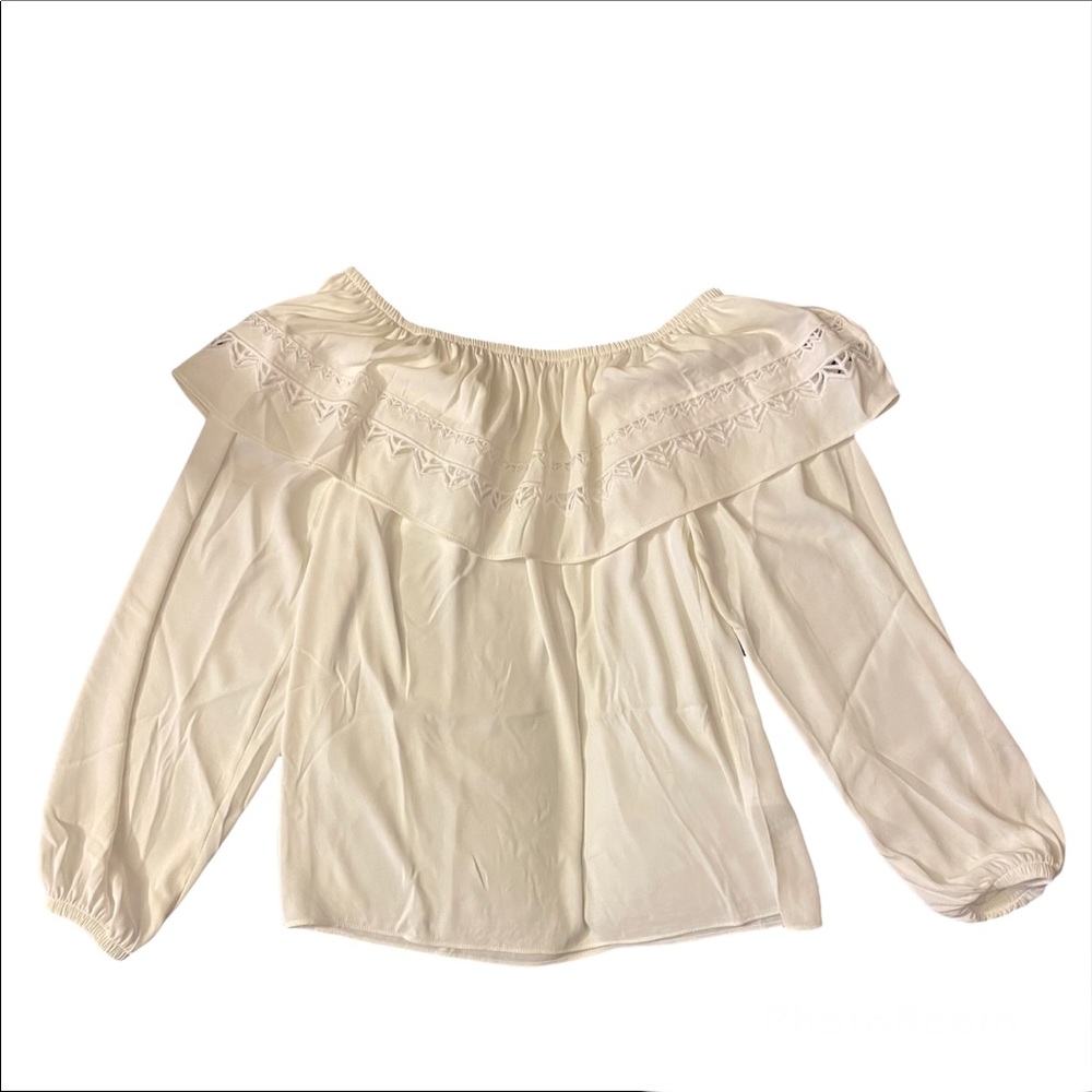 White House Black Market Off the Shoulder White Blouse, Size XXS - Picture 5 of 9